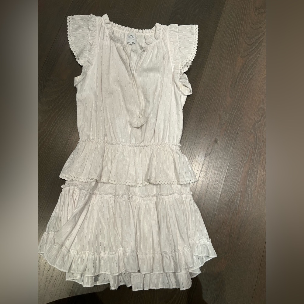 Misa Los Angeles white cotton ruffle dress
